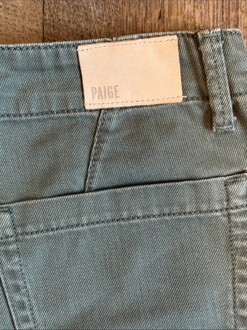 PAIGE Women’s Maisley Utility Washed Olive High-Rise Frayed Hem Shorts Size 26 - Picture 13 of 16